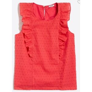 J.Crew Ruffle Swiss Dot‎ Sleeveless Top Coral Pink J0872 Womens Size 6 NWT